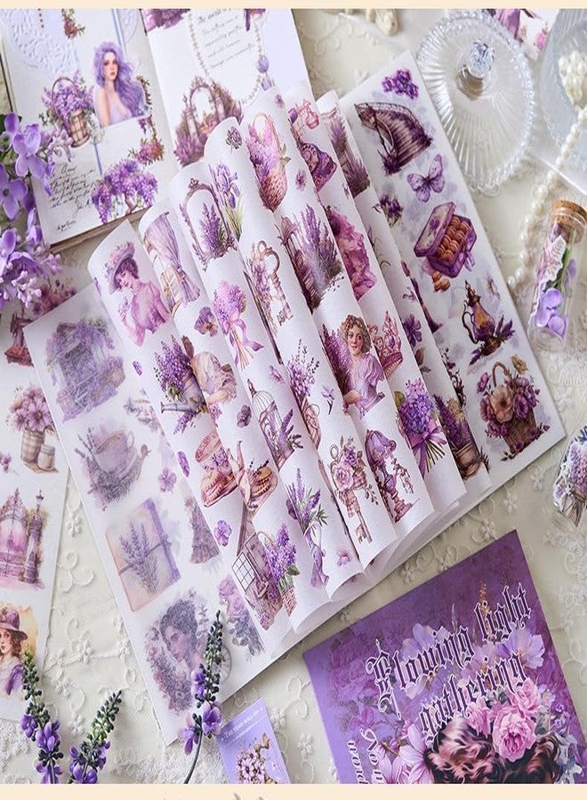 Funspark Vintage Theme Stickers Elegant Victorian Girl Scrapbook Stickers Floral Aesthetic Ephemera for Journals Planners Collage and DIY Crafts Pack of 1 Flowing Light Gathering - Image 5
