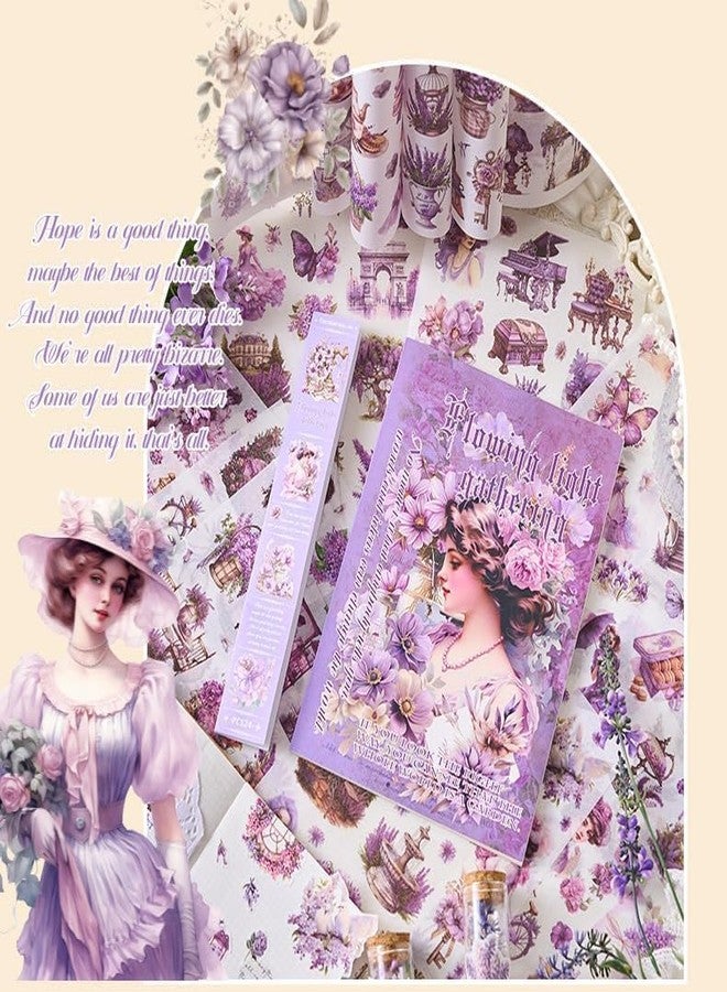 Funspark Vintage Theme Stickers Elegant Victorian Girl Scrapbook Stickers Floral Aesthetic Ephemera for Journals Planners Collage and DIY Crafts Pack of 1 Flowing Light Gathering - Image 4