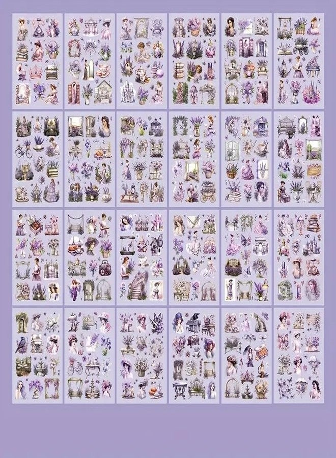 Funspark Vintage Theme Stickers Elegant Victorian Girl Scrapbook Stickers Floral Aesthetic Ephemera for Journals Planners Collage and DIY Crafts Pack of 1 Flowing Light Gathering - Image 3