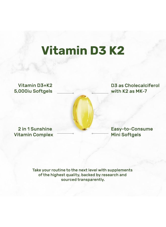 DEAL SUPPLEMENT Vitamin D3 K2 Softgel, 250 Count, 2-1 Complex, Vitamin D3 5000 Iu & Vitamin K2 Mk7  - Image 3