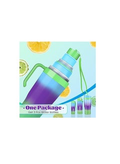 Spaceshoop Gradient Water Bottle Set, 3 Sizes (1200ml/800ml/300ml), Double Drinking Cup with Straw and Handle  - Image 2