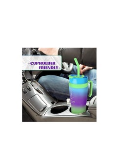 Spaceshoop Gradient Water Bottle Set, 3 Sizes (1200ml/800ml/300ml), Double Drinking Cup with Straw and Handle  - Image 3