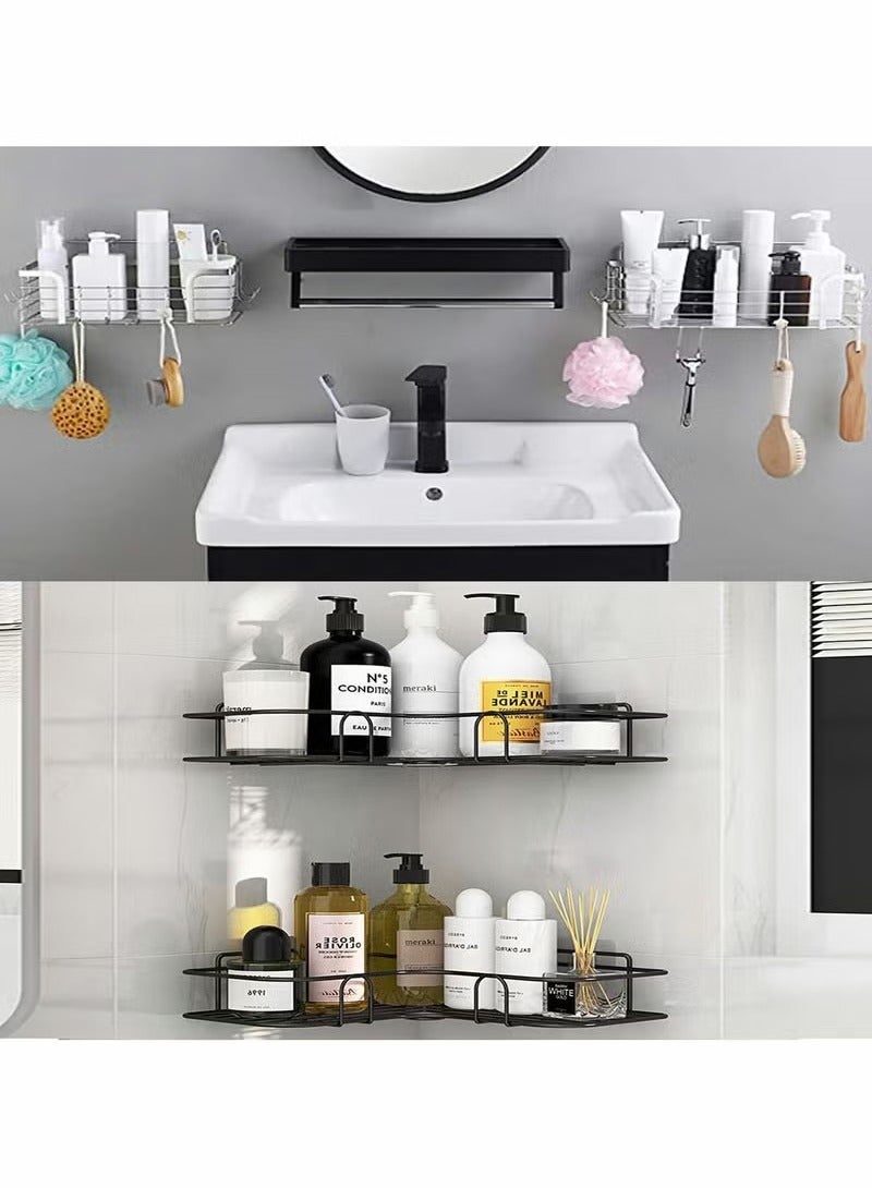 Corner Shower Caddy Adhesive Sticker Replacement Hook, with Strong Sticky, No Drilling Bath Toilet Kitchen Organizer Accessories (Transparent 3 hooks) 4 PCS  - Image 2