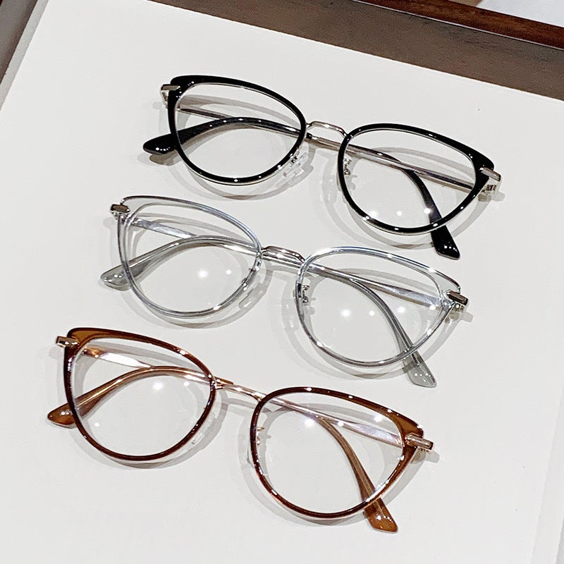 Red Book Internet Celebrity Same Style Cat's Eye Metal Frame Cross-border Myopia Glasses Can be Equiped with Retro Flat Glasses Full Frame Glasses - Image 4