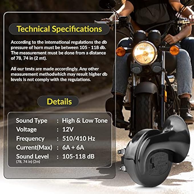 SEGER Trumpet Car Horn Set  Highlow Tone 12 Volt Universal Fit 60B Series 12V Loud Horn With Brackets - Image 5