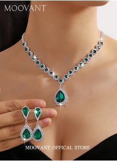 Moovant 4-Piece Jewelry Set for Women, Necklace + Bracelet +2 Earrings Set Fashion Retro Rhinestone Drop Necklace, Elegant Bridal Jewelry Sets  - Image 4
