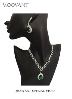 Moovant 4-Piece Jewelry Set for Women, Necklace + Bracelet +2 Earrings Set Fashion Retro Rhinestone Drop Necklace, Elegant Bridal Jewelry Sets  - Image 3