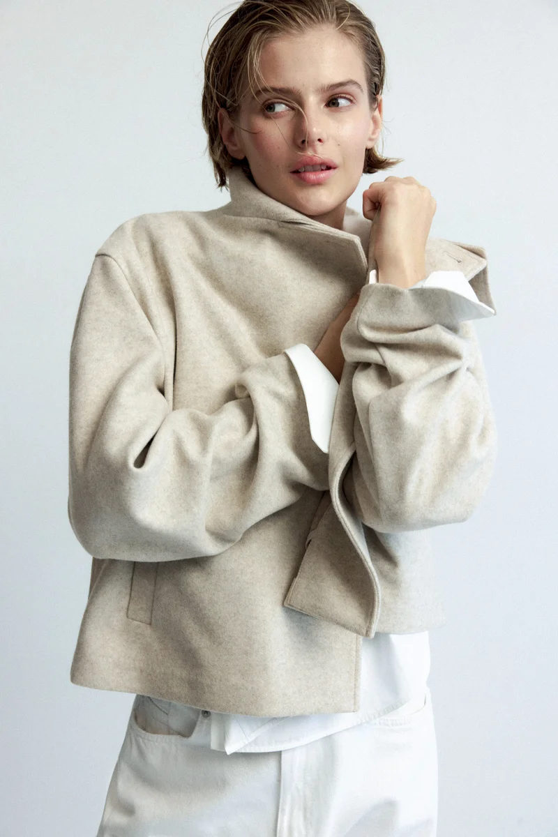 H&M  Felted funnel-collar jacket for Women | Best Price UAE