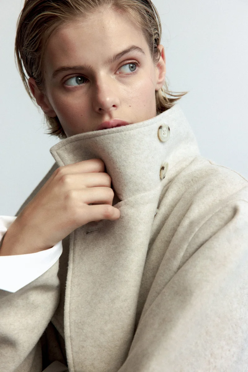 Felted funnel-collar jacket