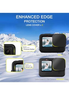 SJet Black Silicone Case for GoPro Hero 12/Hero 11/Hero 10/Hero 9 Black,Battery Side Cover&Screen Protectors&Lens Caps&Lanyard&Sticky Adhesive Pads Accessories Kit  - Image 2