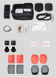 SJet Black Silicone Case for GoPro Hero 12/Hero 11/Hero 10/Hero 9 Black,Battery Side Cover&Screen Protectors&Lens Caps&Lanyard&Sticky Adhesive Pads Accessories Kit  - Image 5