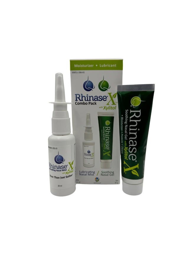Rhinase X Combo Pack - Nasal Gel (30g) & Spray (30ml) for Complete Nasal Relief from: Dryness, Congestion, Post Nasal Drip, and Allergies. Retain Moisture for Dry Nose Relief - Image 1