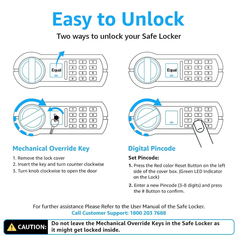 Equal خزنة SecureLite 12 لتر للاستخدام المنزلي خزنة إلكترونية اقتصادية مع إمكانية الوصول عبر رمز سري قابل للبرمجة ومفتاح طوارئ ميكانيكي ضمان محدود لمدة 3 سنوات 12 لتر أسود - Image 5