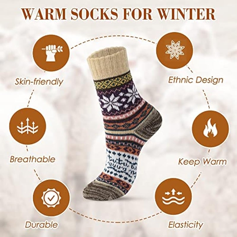 Loquat Wool Socks - Winter Warm Wool Socks for Women, Vintage Soft Cozy Socks, Thick Knit Boots Socks for Women Men - Image 4