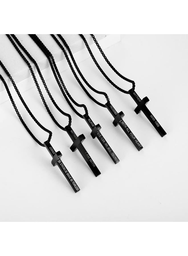 ZRAY Cross Necklace for Men Inspirational Bible Verse Cross Pendant Stainless Steel Cross Chain 22+2inch Christian Jewelry Meaningful Religious Gift for Boys(B-19：26) - Image 3