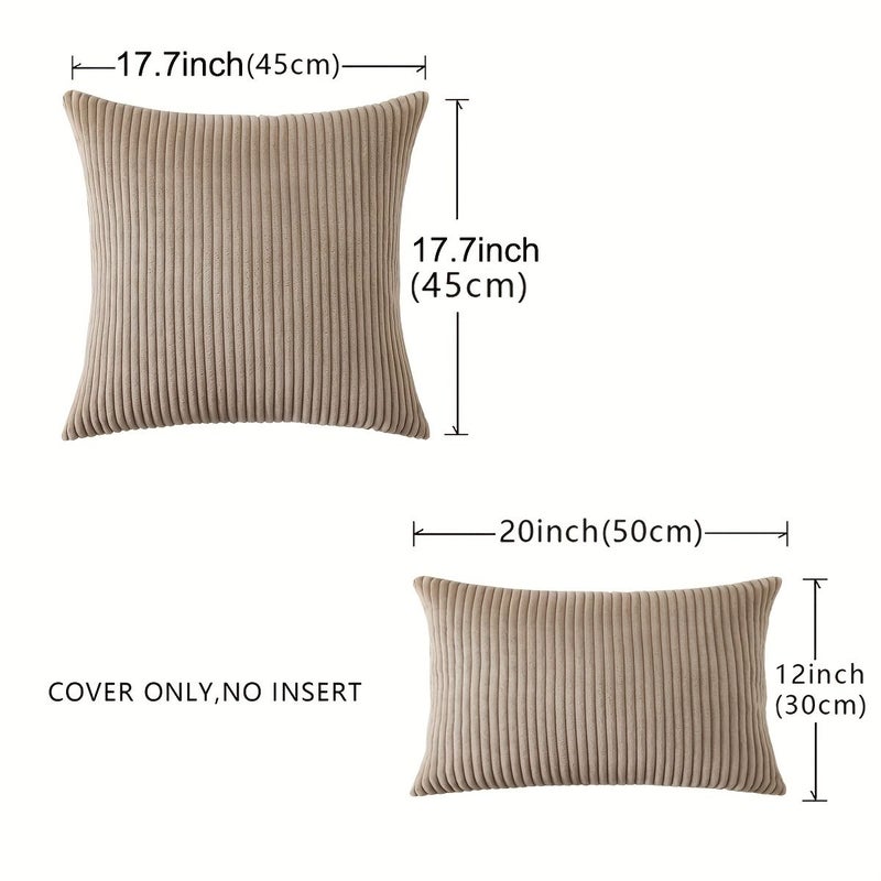 2 Pcs Orange Velvet Throw Pillow Covers Striped Decorative Cushion Cases With Zipper Closure 50x50 Cm Machine Washable Polyester For Living Room Bedroom Sofa - Image 3