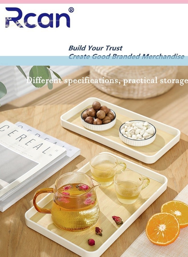 Rcan Set of 3 Melamine Trays for Eating Tea Serving Tray Portable Tray Food Meals Serving Tray with Raised Edges Square Tray for Home Kitchen - Image 4
