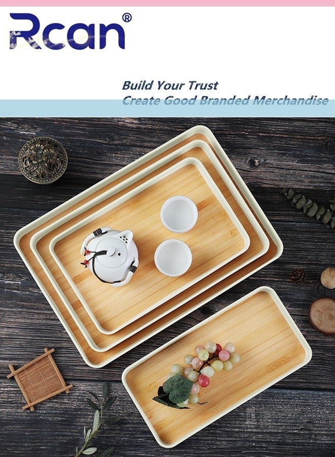 Rcan Set of 3 Melamine Trays for Eating Tea Serving Tray Portable Tray Food Meals Serving Tray with Raised Edges Square Tray for Home Kitchen - Image 3