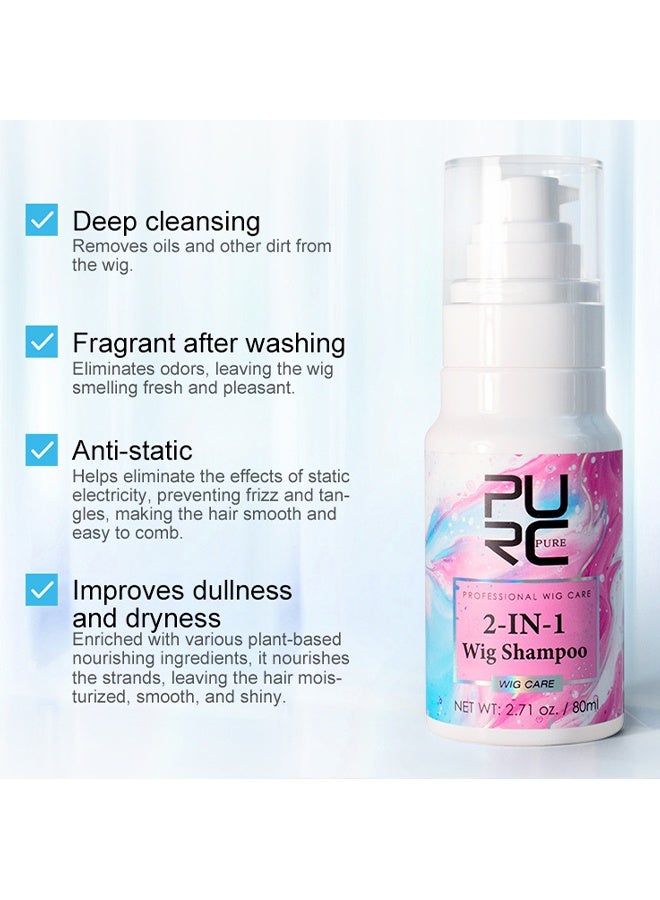 PURC 2-IN-1 Wig Shampoo, Wig Leave-In Conditioner & Detangling Spray for Synthetic Hair, Moisturizing Hydrating Hair Spray, Wig Care Melting Spray, Anti-Frizz Wig Detangler and Conditioning Mist for Easy Styling 80ml - Image 4