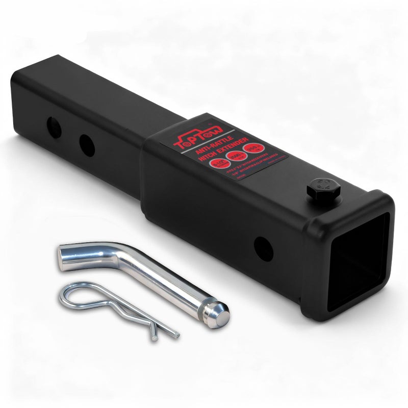 TOPTOW Trailer Hitch Extender, Fits for 2 inch Hitch Receiver, 7-inch and 8 1/2-inch Extension Length, with 5/8 inch Hitch Pin and Clip, Anti-Rattle Bolt Included - Image 2