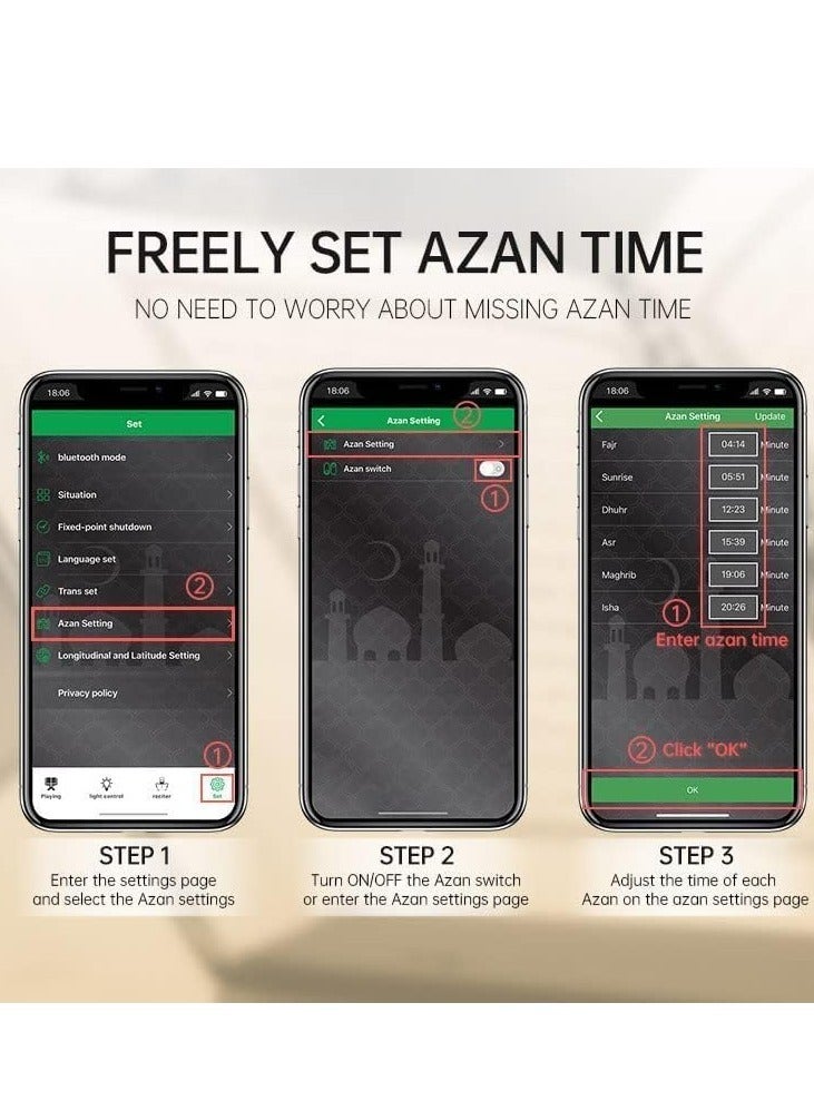 NEW Touch Lamp Quran Speaker – Multi-Function LED Night Light with Bluetooth, Remote  APP Control for Soothing Ambiance - Image 4