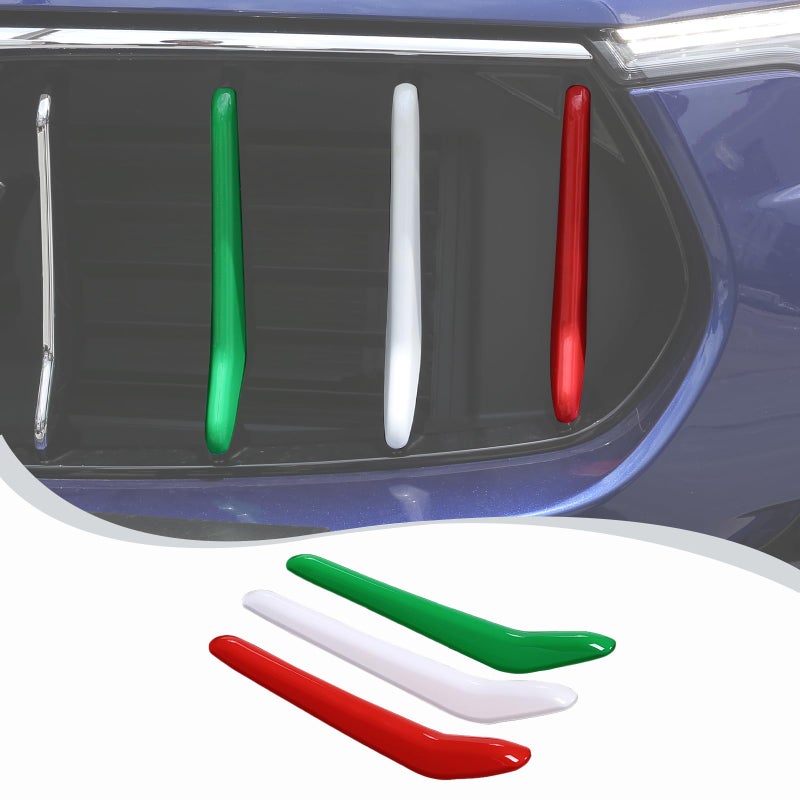 LLKUANG Front Grill Decoration Strips Trim Compatible with Maserati Levante 2016 2017 2018 2019 2020 2021 Car Grille Insert Trims 3PCS