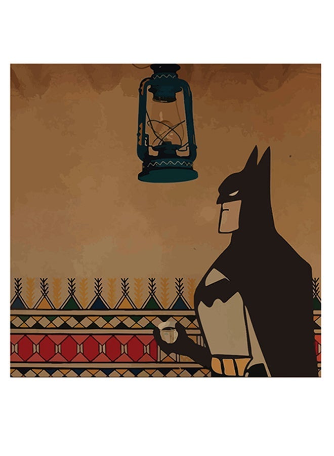 RYN Batman Themed Wall Art Beige/Black/Red 30x30cm - Image 1