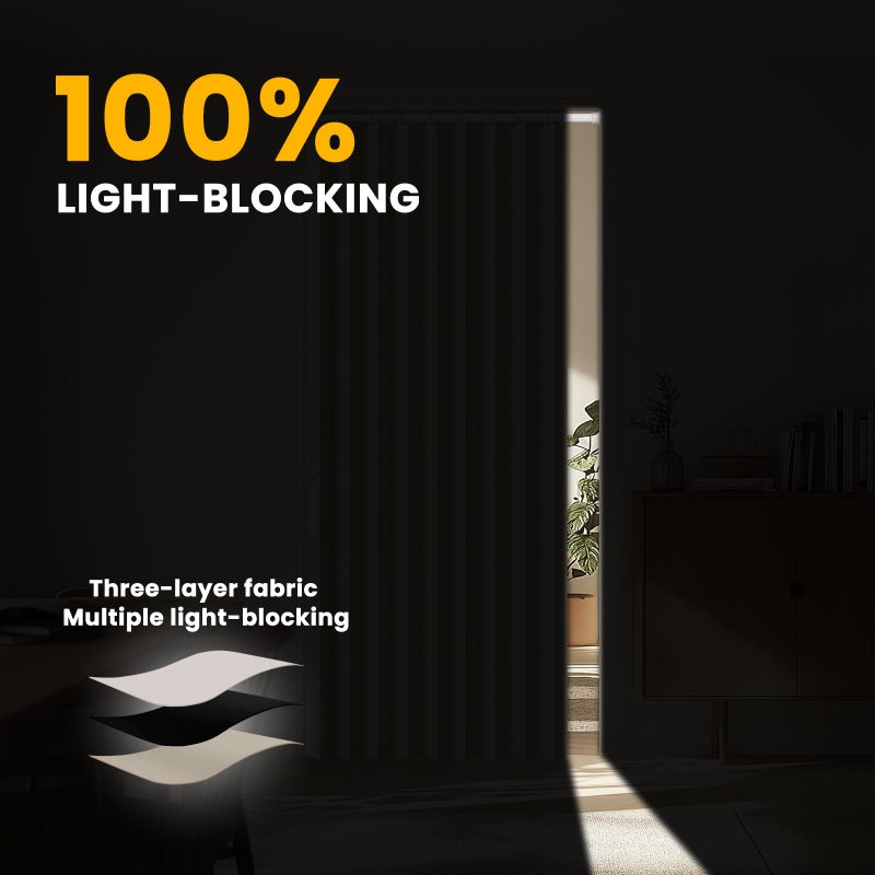 gonnrly Accordion Door Curtain - 100% Light-Blocking Bedroom Door Curtain with Included Rod for Easy Installation, Suitable for Doorway Privacy Beige 43" W x 78" L - Image 4