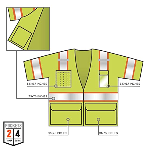 Ergodyne - 24169 Reflective Safety Vest, ANSI Class 3, Hi Vis Two Tone, 6 Easy Access Pockets, GloWear 8346Z,Lime, 4X-Large-5X-Large - Image 5