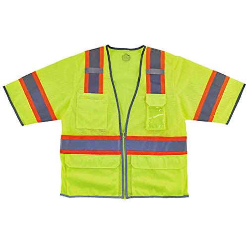 Ergodyne - 24169 Reflective Safety Vest, ANSI Class 3, Hi Vis Two Tone, 6 Easy Access Pockets, GloWear 8346Z,Lime, 4X-Large-5X-Large - Image 2