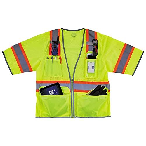 Ergodyne - 24169 Reflective Safety Vest, ANSI Class 3, Hi Vis Two Tone, 6 Easy Access Pockets, GloWear 8346Z,Lime, 4X-Large-5X-Large - Image 4
