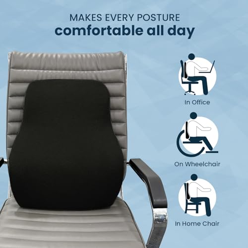 Sleepsia Back Support for Office Chair with 1 Year Warranty Lumbar Support Pillow for Office Chair, Car Seat, Memory Foam Gel Infused Body Positioner (Black/Grey) - Image 3