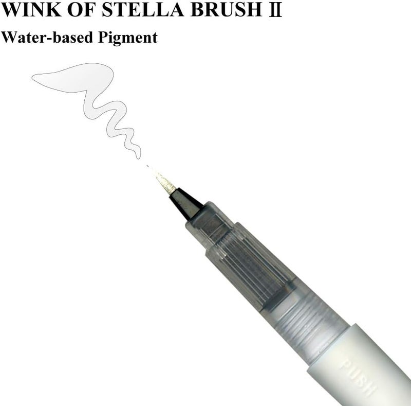 Kuretake ZIG Wink of Stella Brush II, Glitter Clear & 2 Refills, Shimmer and Sparkle pens, for Card Making, Craft, Made in Japan - Image 2
