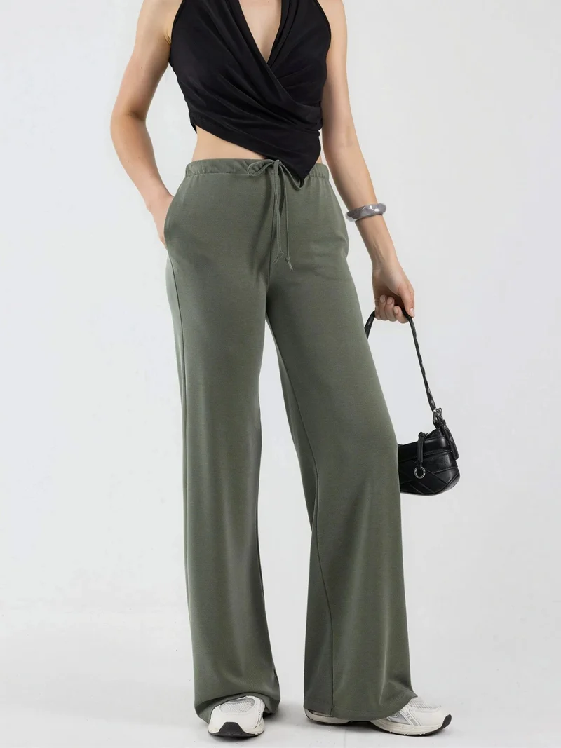 بوسيم BUSEM Wide Leg Drawstring Waist Sweatpants