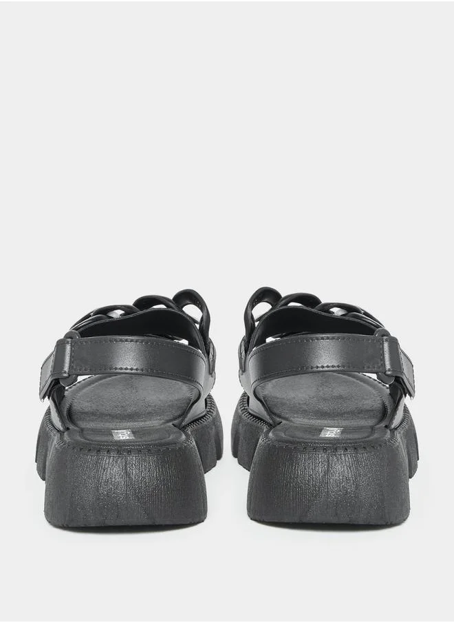 ستايلي Hook and Loop Fastener Buckle Back Strap Sandals