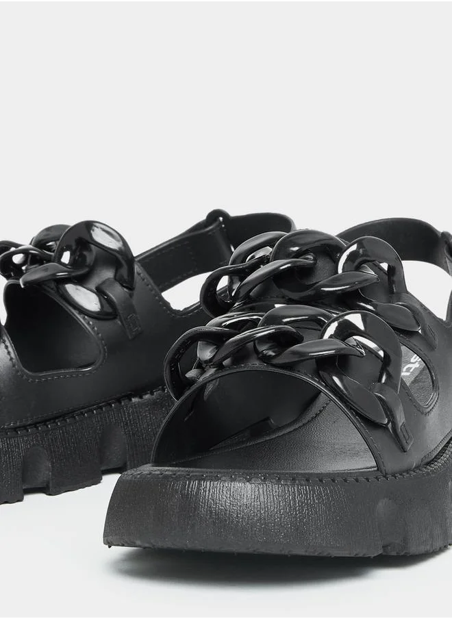 ستايلي Hook and Loop Fastener Buckle Back Strap Sandals