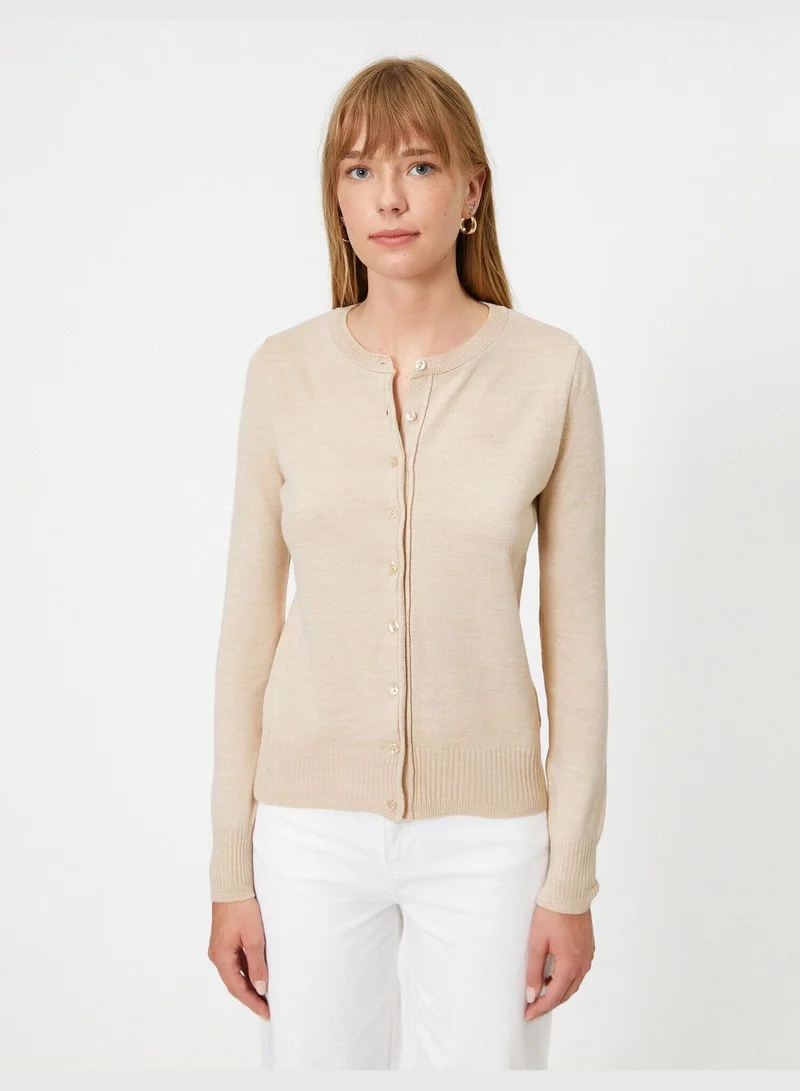 KOTON Button Detailed Long Sleeve Basic Cardigan