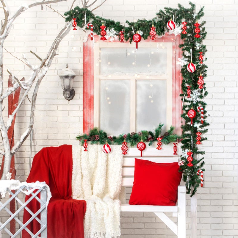 اوريهير 24 PCS عيد الميلاد حلوى قصب الزخرفة البلاستيكية النعناع حلوى قصب عيد الميلاد ديكورات عيد الميلاد شنقا مصاصة الزخارف مع حبل لعيد العطلة ديكور ديكور صورة كشك الصور - Image 4