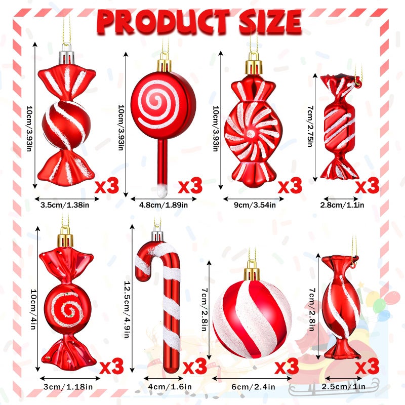 اوريهير 24 PCS عيد الميلاد حلوى قصب الزخرفة البلاستيكية النعناع حلوى قصب عيد الميلاد ديكورات عيد الميلاد شنقا مصاصة الزخارف مع حبل لعيد العطلة ديكور ديكور صورة كشك الصور - Image 2