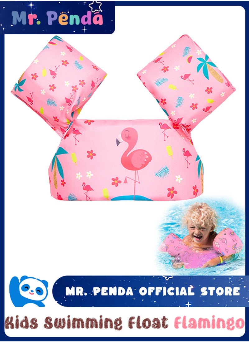 Mr. Penda Baby Pool Float Fit 30-55 Lbs, Kids Swimming Float with Arm Water Wings, Fun Ride-On Raft Pool Baby Beach Supplies for 2-6 Years Old Boy Girl (Pink Flamingo)  - Image 1