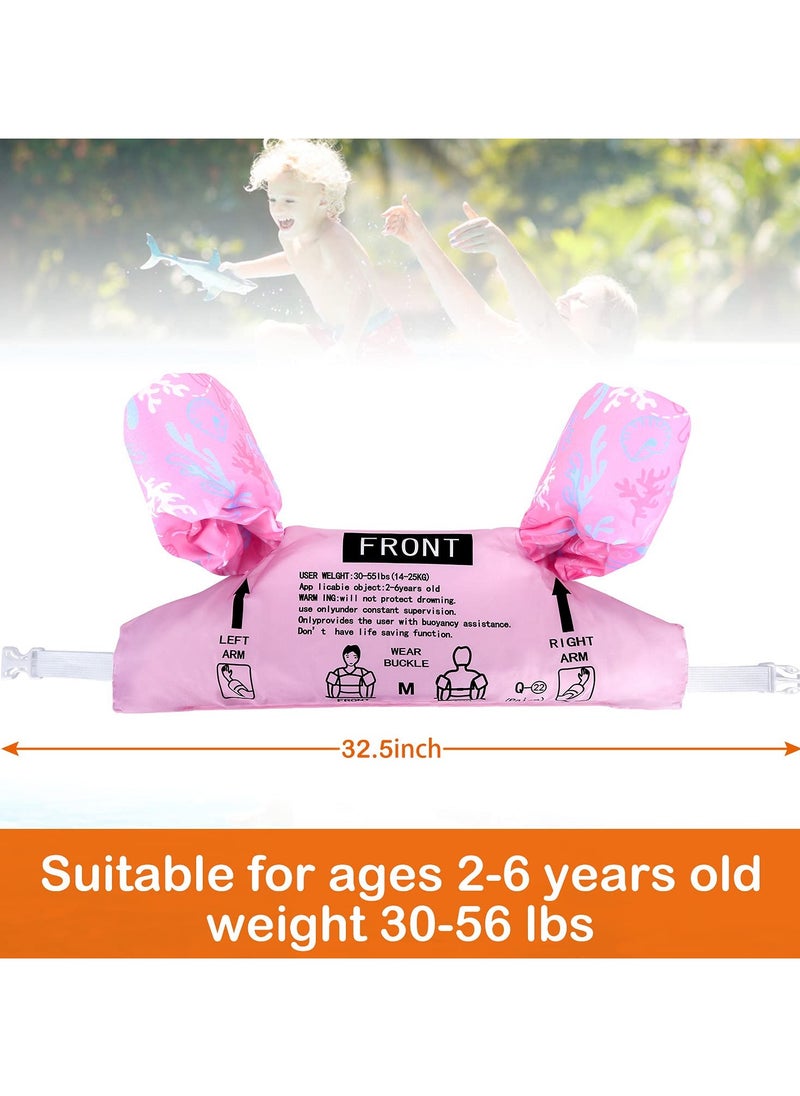 Mr. Penda Baby Pool Float Fit 30-55 Lbs, Kids Swimming Float with Arm Water Wings, Fun Ride-On Raft Pool Baby Beach Supplies for 2-6 Years Old Boy Girl (Pink Flamingo)  - Image 2