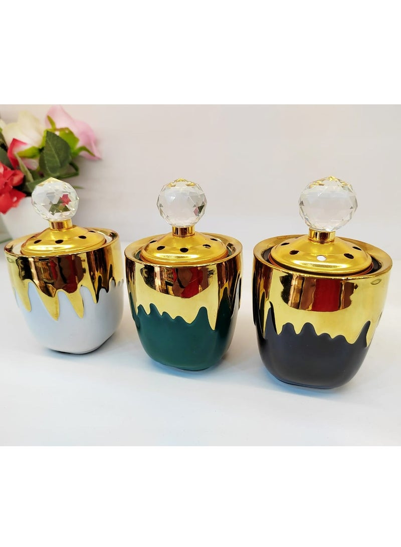 Damanhoor Charcoal Incense Burner Bakhoor Burner Oud Frankincense Matel Incense Burner for Wedding Gift Yoga Spa And Aromatherapy Office & Home Decor