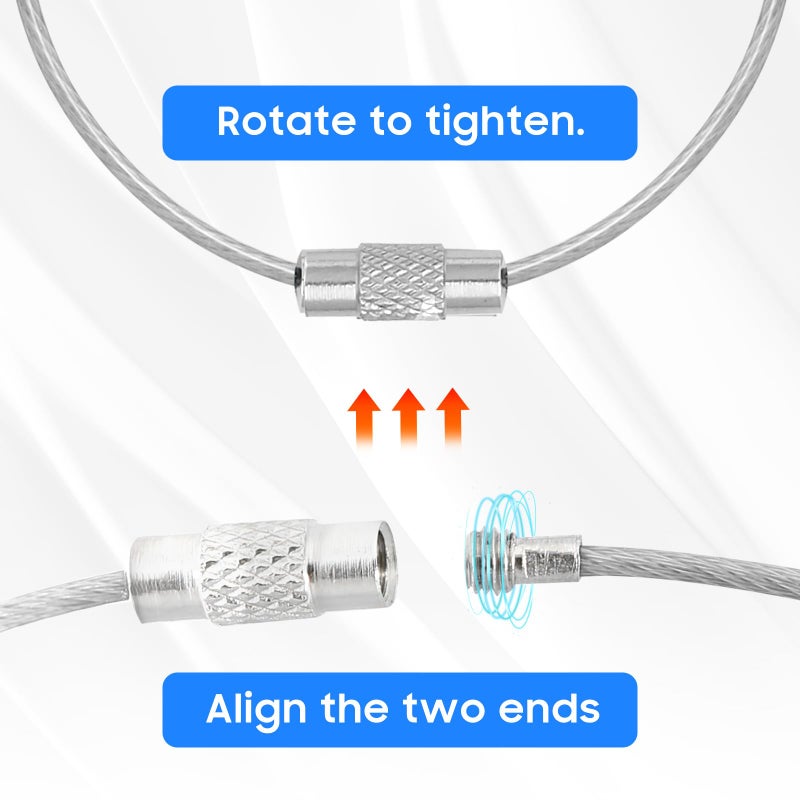 DFTOA-30 Pack 6 inch Extendable Wire Keychain Cable/Luggage Tags/Loops Holder/ID Tag Keeper, Silver Cable Key Ring - Image 3