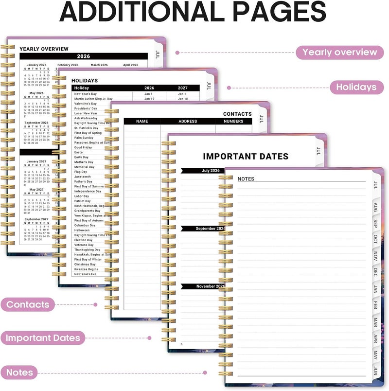 Taja Planner 2026-2027, Academic Year Weekly and Monthly Calender Planner, from Jul 2026 - Jun 2027, Spiral Bound School Planning Book, Perfect for Teacher, Student, Women & Men, A5 (6.3" x 8.5"), Alpine - Image 5