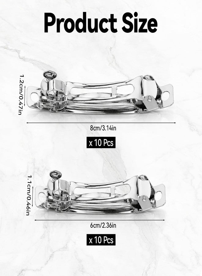 Qulkws 20 Piece Blank French Barrette Hair Clips 2.4'' and 3'' Silver Metal French Hair Barrettes DIY Craft Automatic Spring Snap Hairclips Clasps for DIY Hairs Accessories - Image 2
