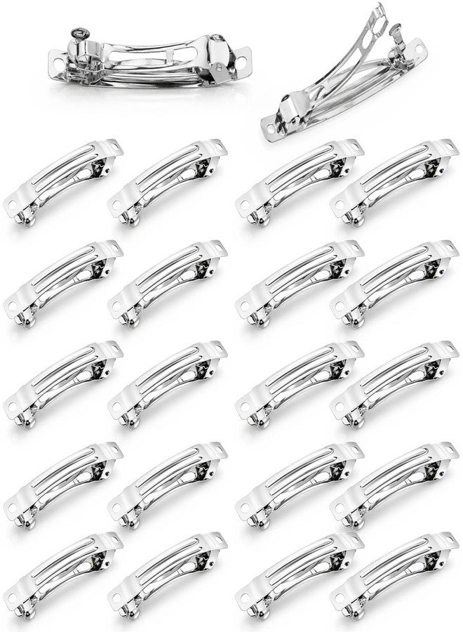 Qulkws 20 Piece Blank French Barrette Hair Clips 2.4'' and 3'' Silver Metal French Hair Barrettes DIY Craft Automatic Spring Snap Hairclips Clasps for DIY Hairs Accessories - Image 1