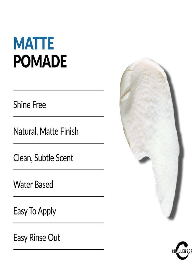 Challenger Matte Cream Pomade Combo | Natural, Shine Free Styling Product | Medium Firm All-Day Hold | Travel Friendly Water Based Hair Gel | For All Hair Types | 3oz and 1.5oz Jars - Image 3