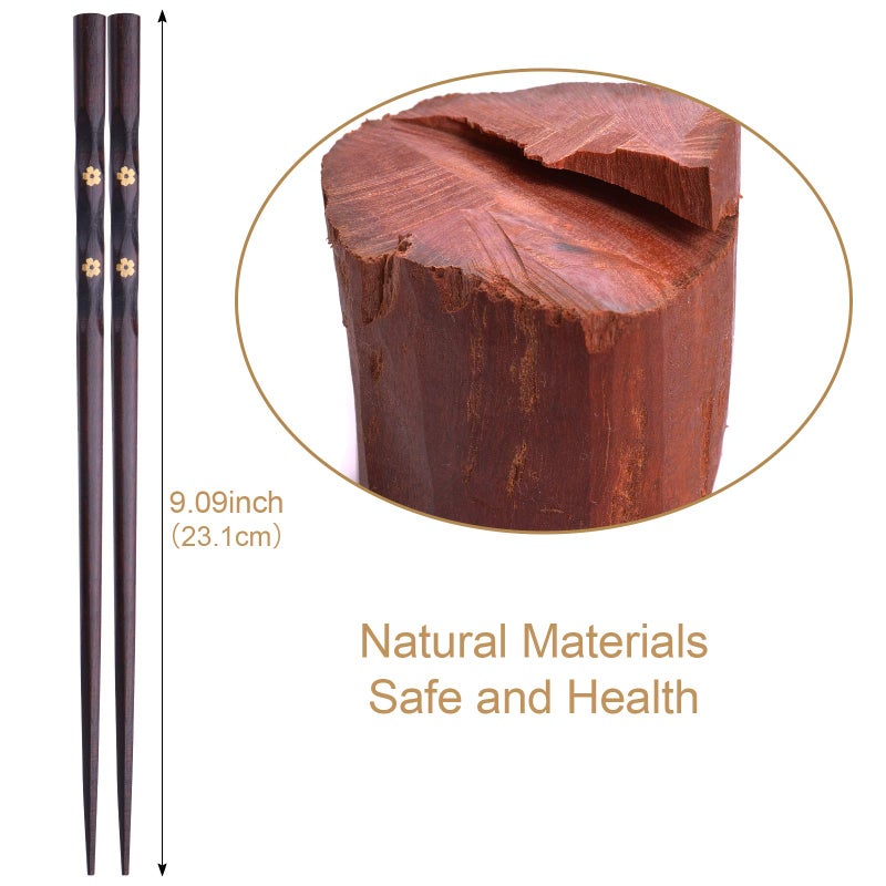 GLAMFIELDS 5 Pairs Chopsticks Wooden, Glamfields Reusable Chop sticks, Non-slip Japanese Style gift set - Image 3