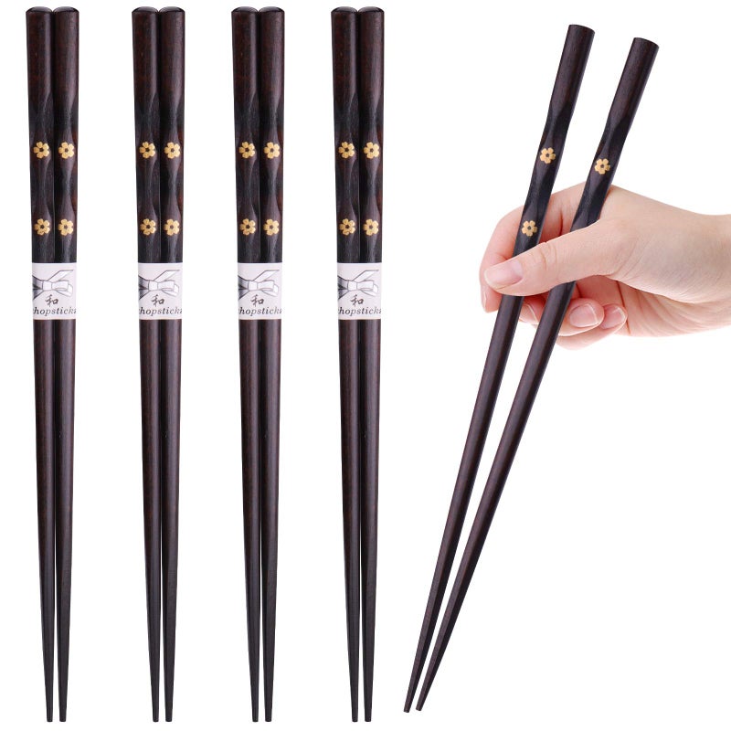 GLAMFIELDS 5 Pairs Chopsticks Wooden, Glamfields Reusable Chop sticks, Non-slip Japanese Style gift set - Image 2