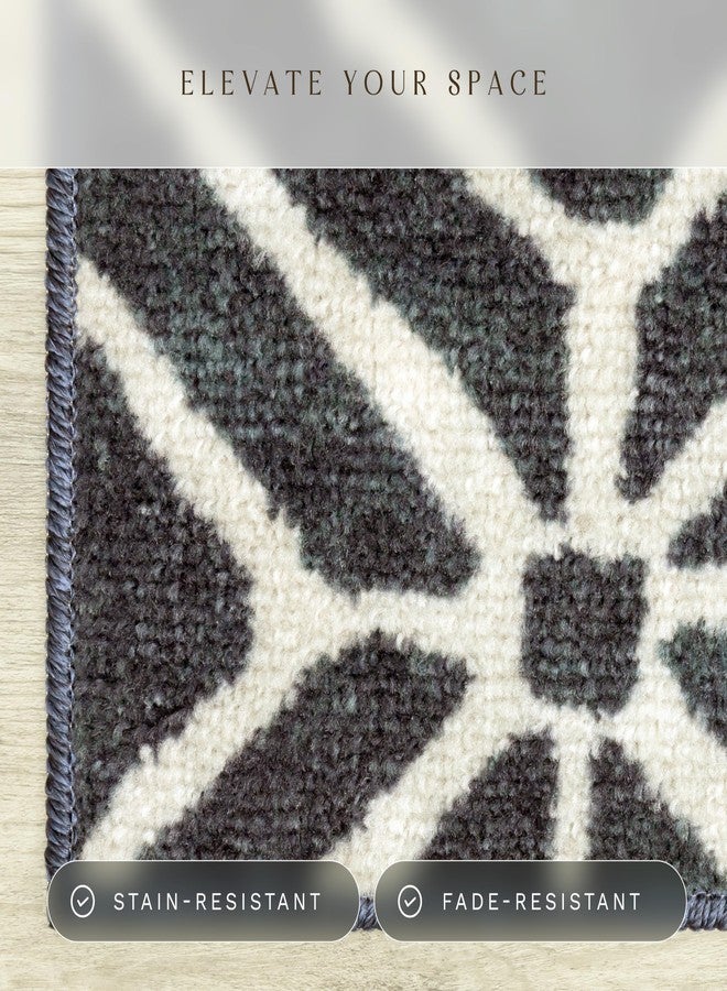 مابلز راغز سجادة ممر هندسية عصرية من مابلز روجز - صنع في الولايات المتحدة الأمريكية - قابلة للغسل، مانعة للانزلاق، مناسبة للاستخدام الداخلي في الممرات والمطابخ وغرف الغسيل، مقاس 2 × 6 قدم، لون أزرق داكن - Image 4